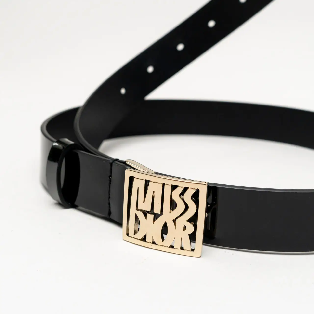 Christian Dior Miss D 25mm Patent Leather Calfskin Belt