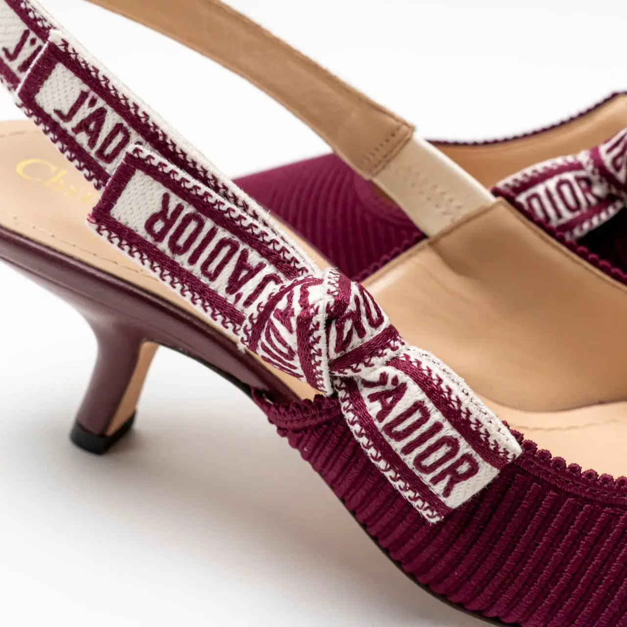 Christian Dior Slingback 65 Embroidered Heels Cotton Mulberry
