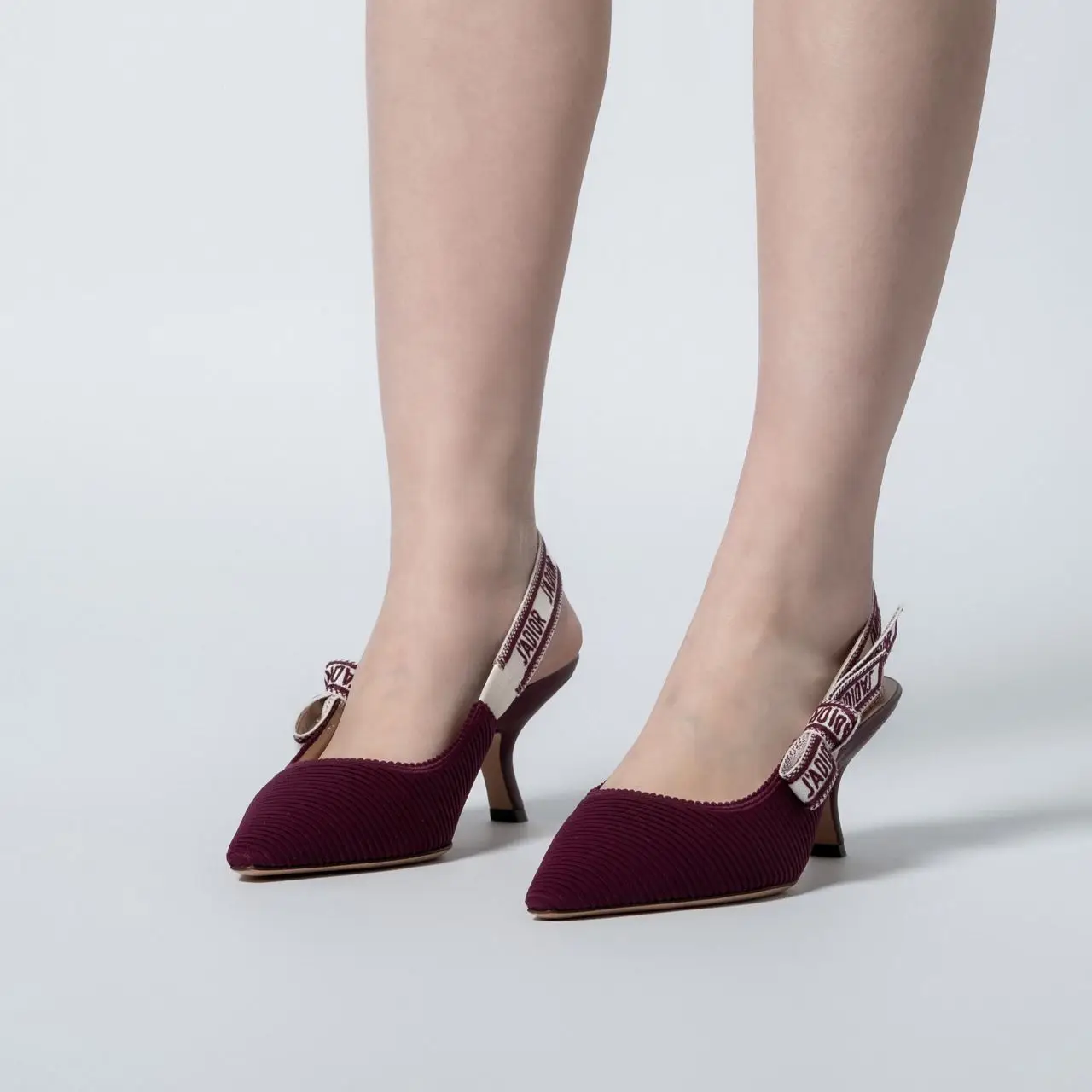 Christian Dior Slingback 65 Embroidered Heels Cotton Mulberry