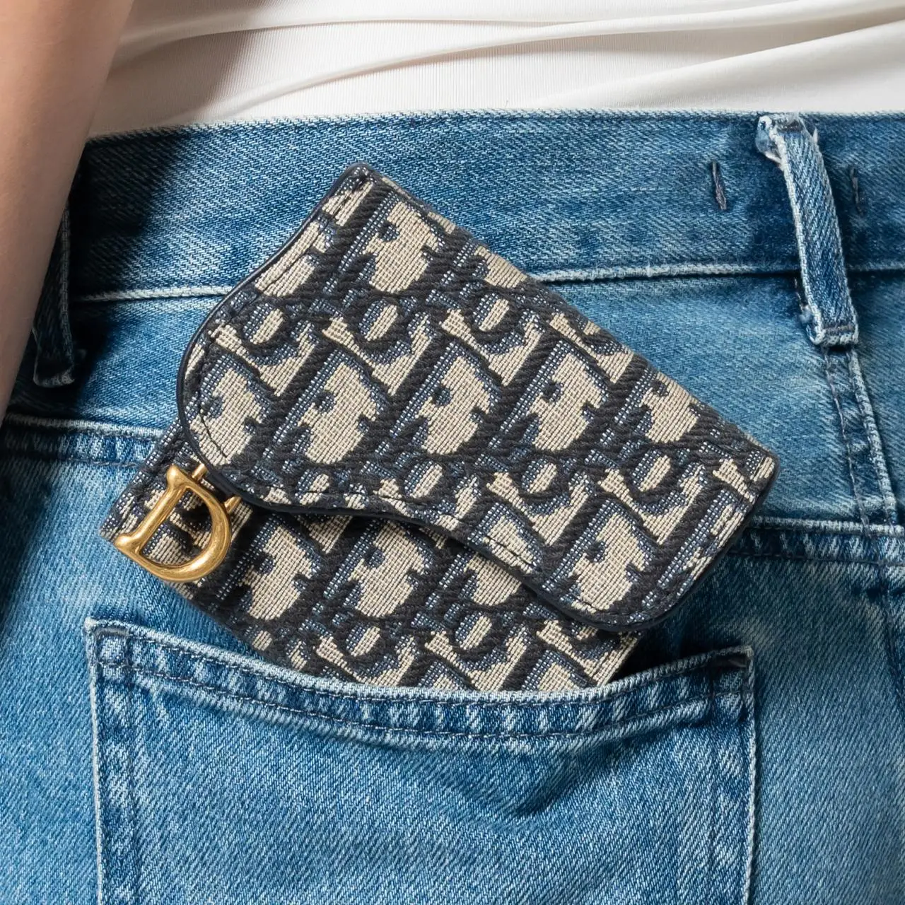 Christian Dior Saddle Lotus Wallet Blue D Oblique Jacquard Christian Dior Saddle Lotus Wallet Blue D Oblique Jacquard