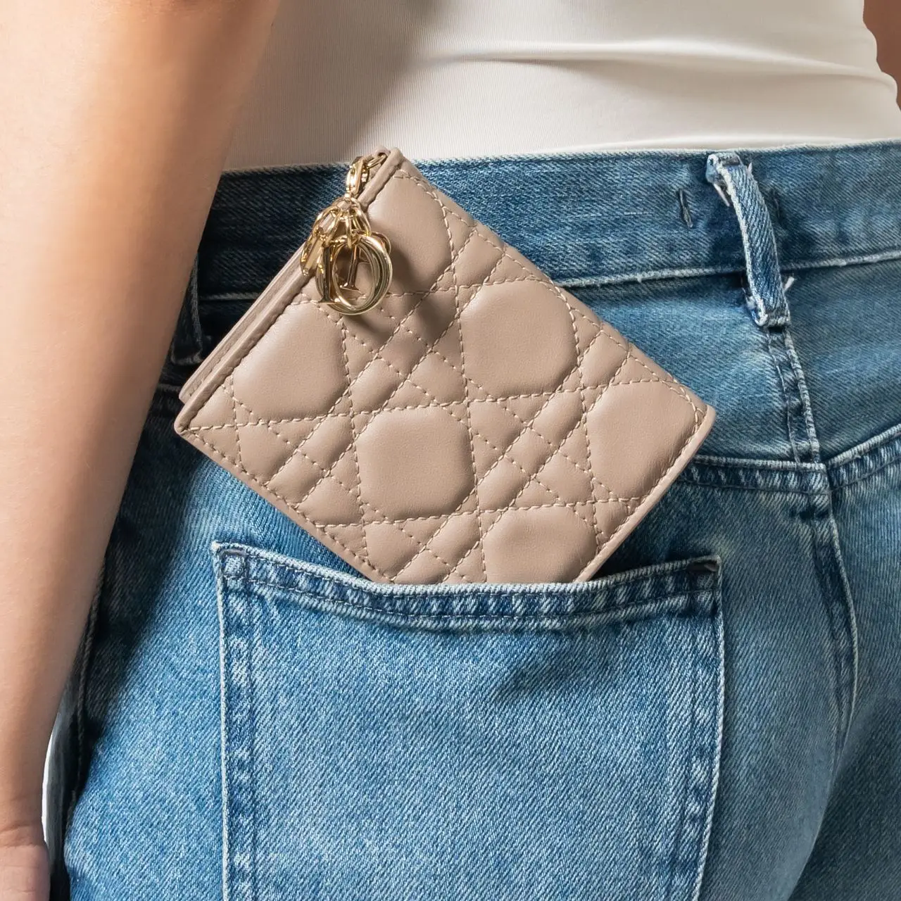 Christian Dior Mini Lady D Wallet Warm Taupe Cannage Christian Dior Mini Lady D Wallet Warm Taupe Cannage