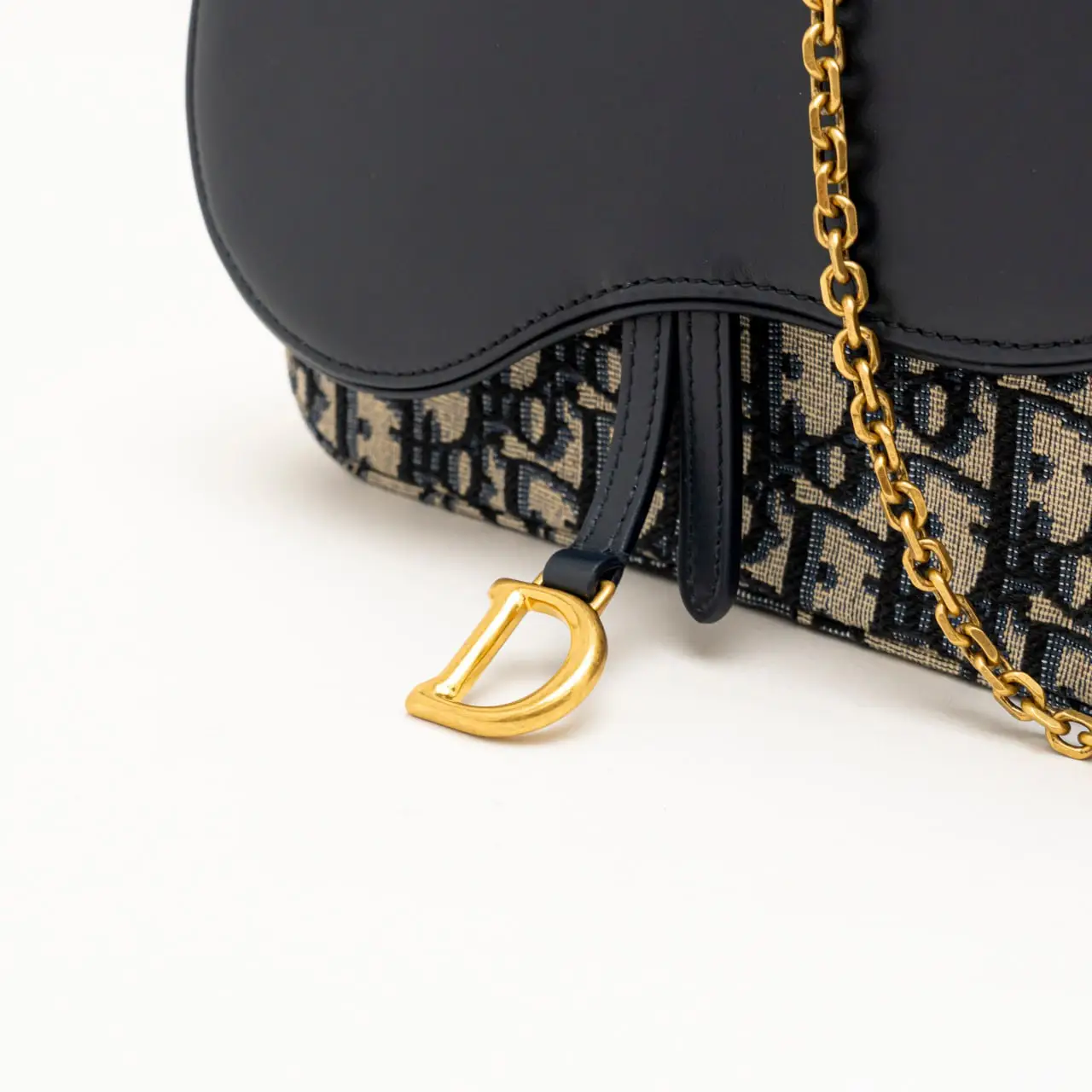 Christian Dior Medium Saddle Pouch with Chain Shoulder Bag Oblique