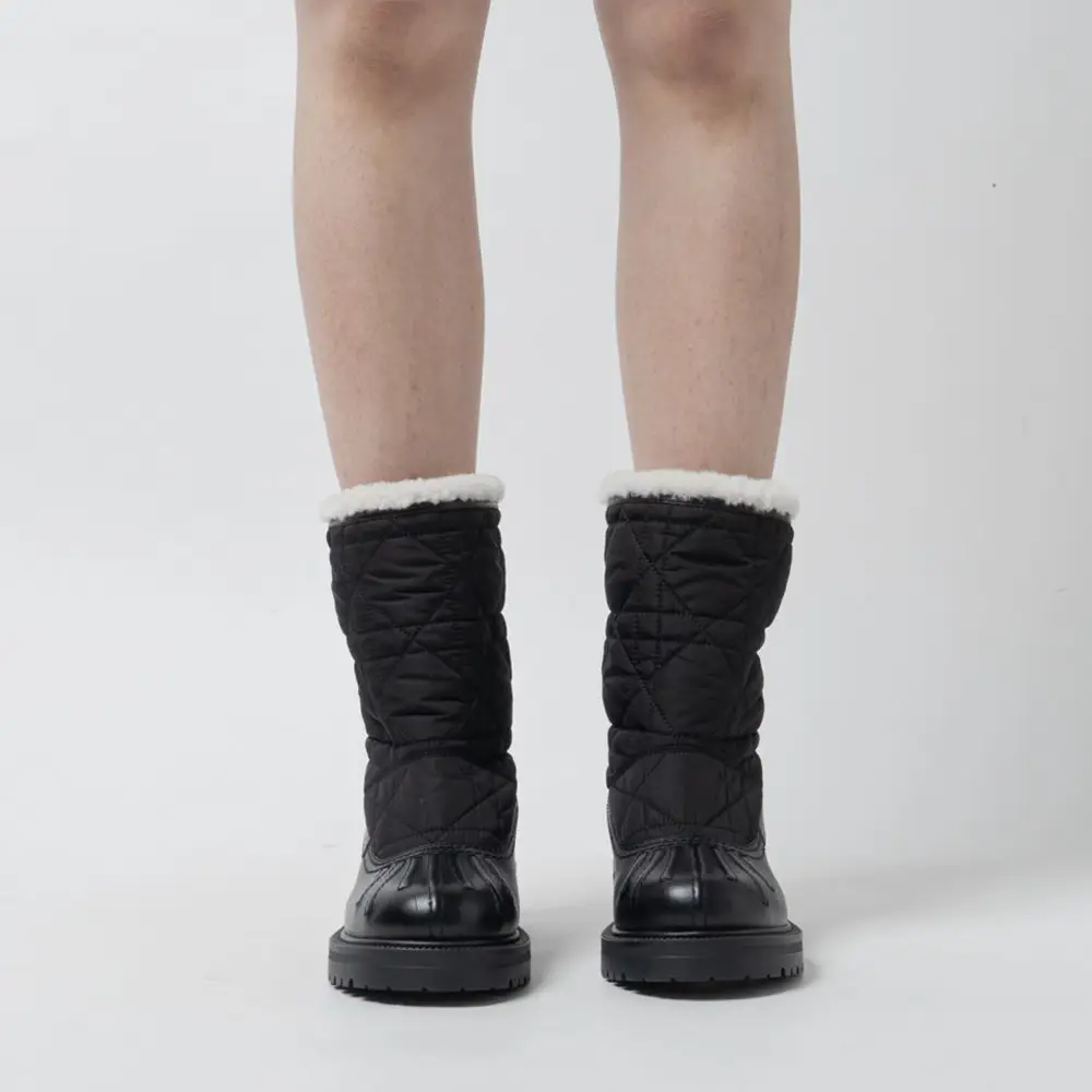 Christian Dior Frozen-D Ankle Boot Black Calfskin Cannage Quilted