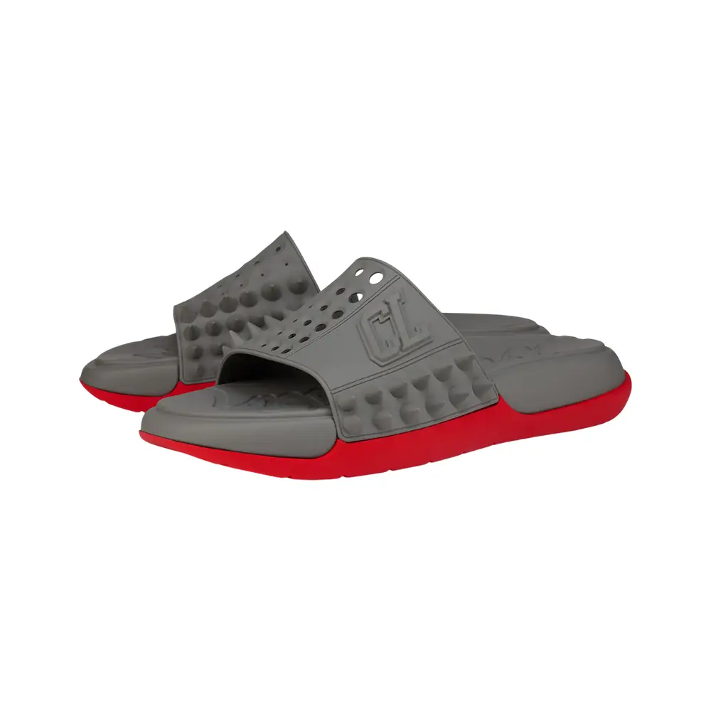 Christian Louboutin Take It Easy Rubber Slides Smoke Grey