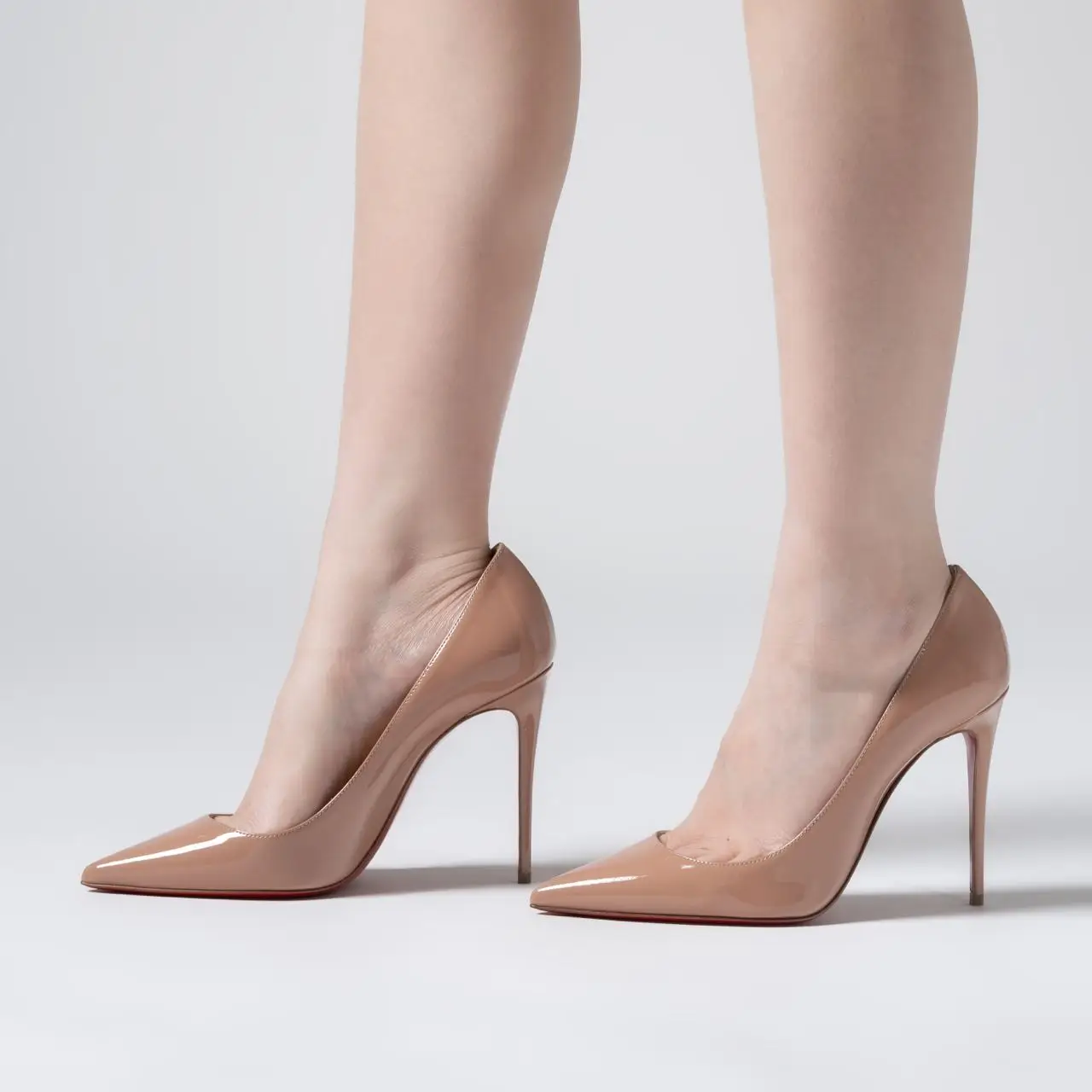 Christian Louboutin Kate 100 Patent Leather Pumps Nude Christian Louboutin Kate 100 Patent Leather Pumps Nude