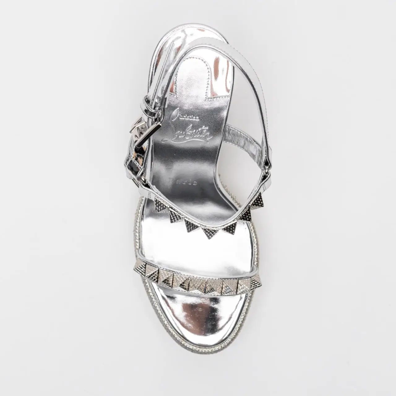 Christian Louboutin Pyraclou 110 Spikes Wedges Specchio Leather