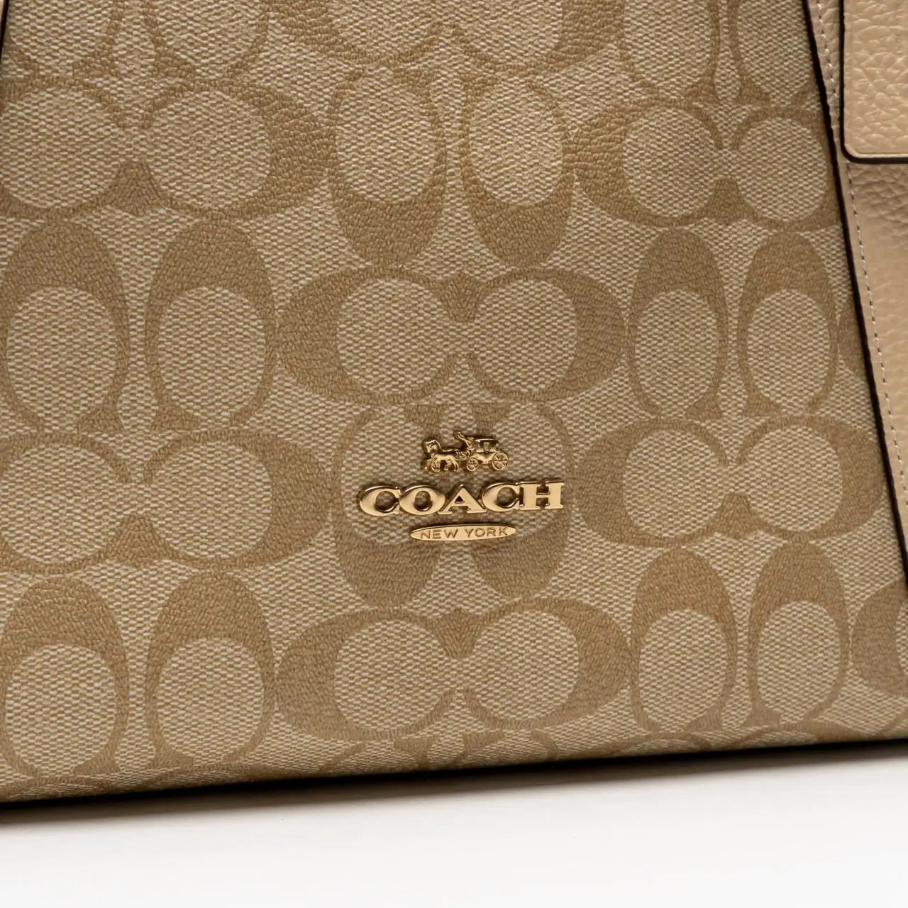 Coach Kacey Satchel in Coloblock Signature Canvas Khaki
