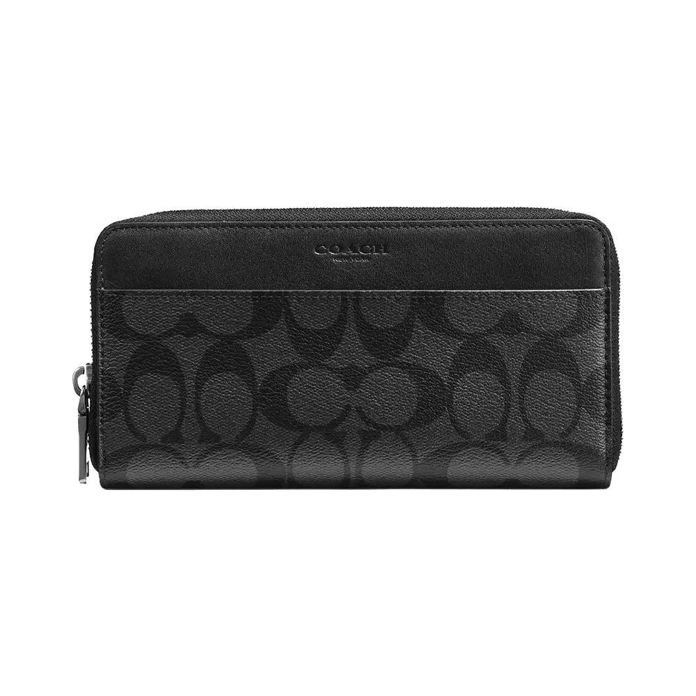 Coach Accordion Long Wallet Signature Charcoal Black – voilà.id