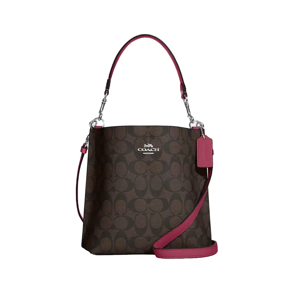 Coach Mollie Bucket Bag 22 In Signature Canvas Brown Bright Violet