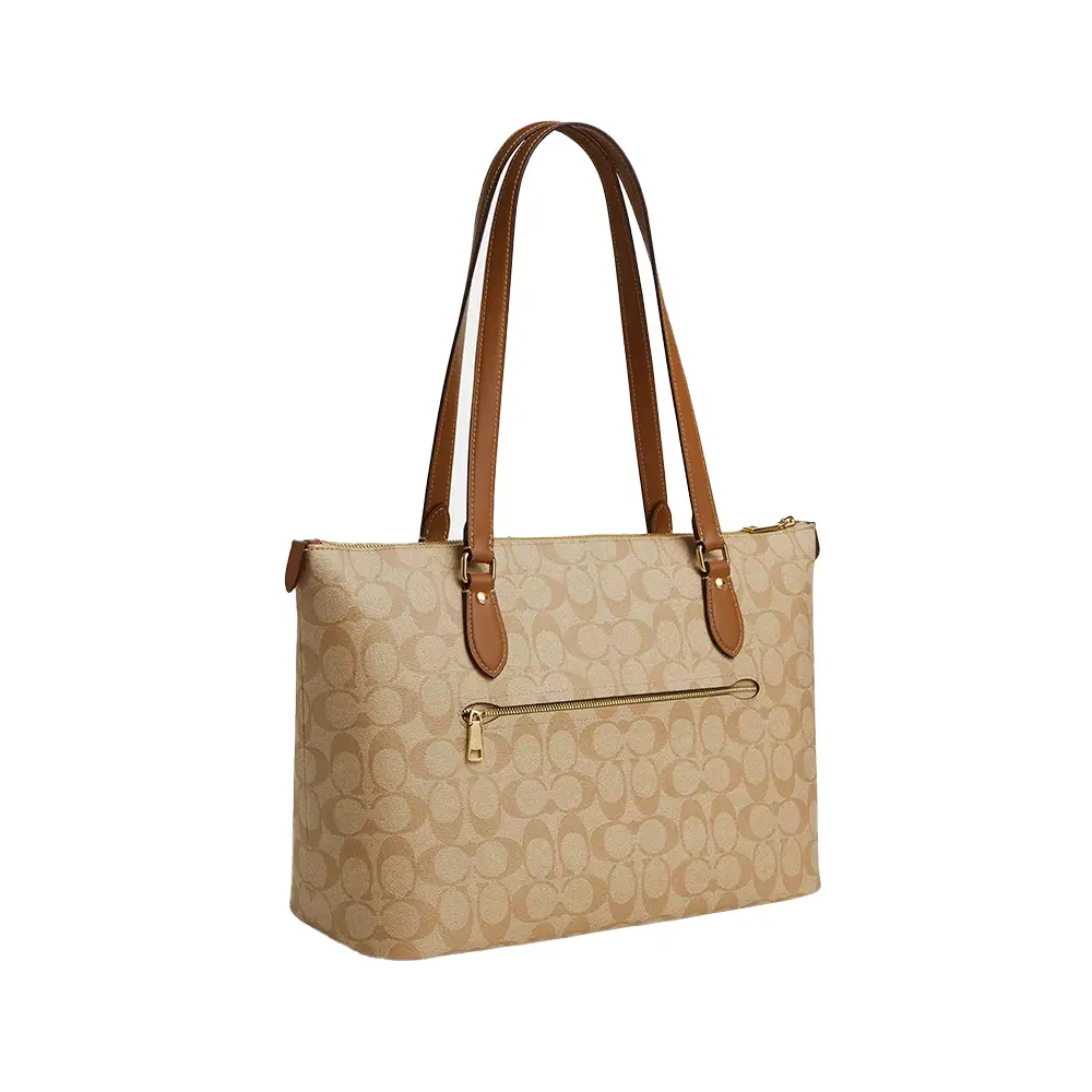 Coach mini bag hot brown tan fabric tote