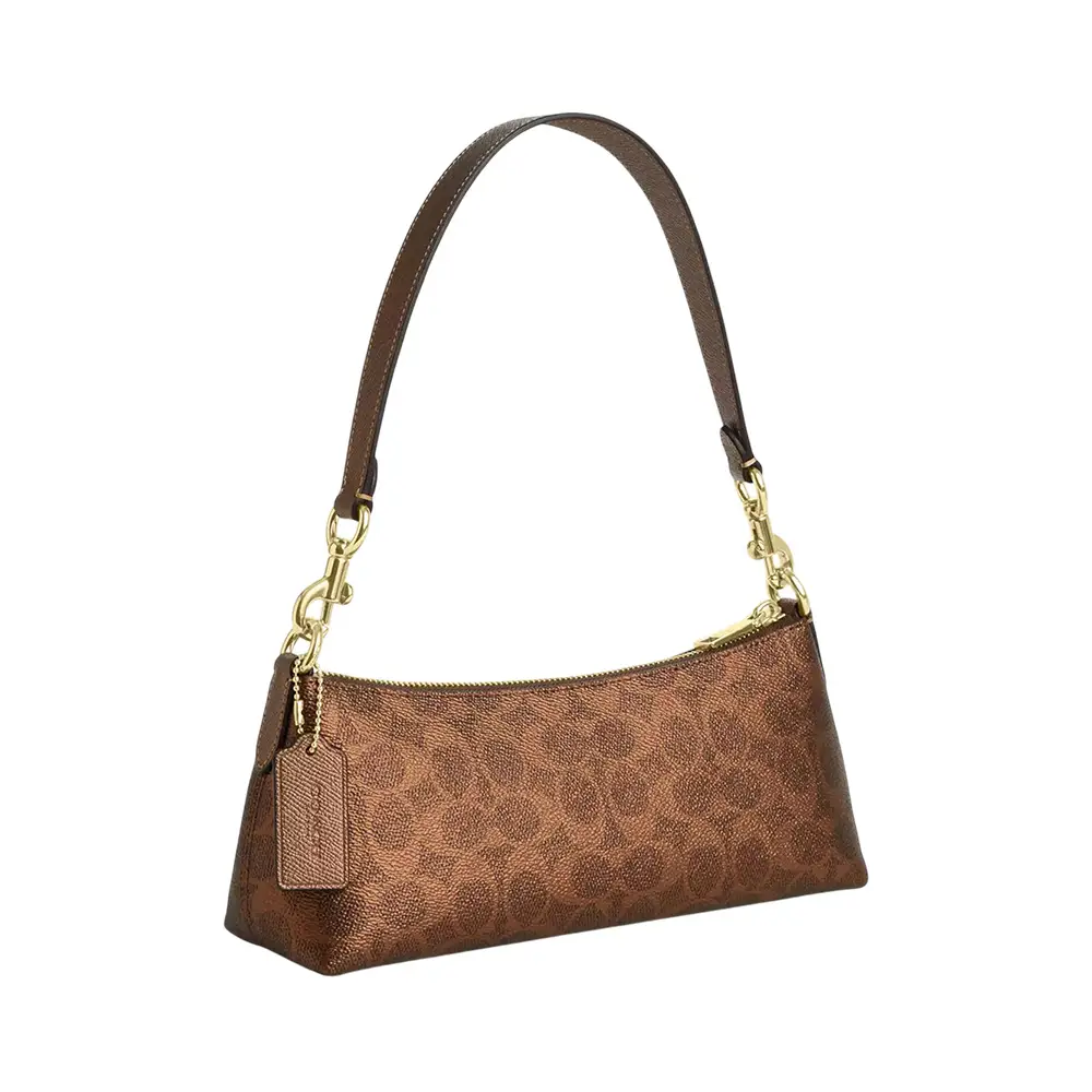 Coach Charlotte Shoulder Bag In Metallic Signature Canvas Brown