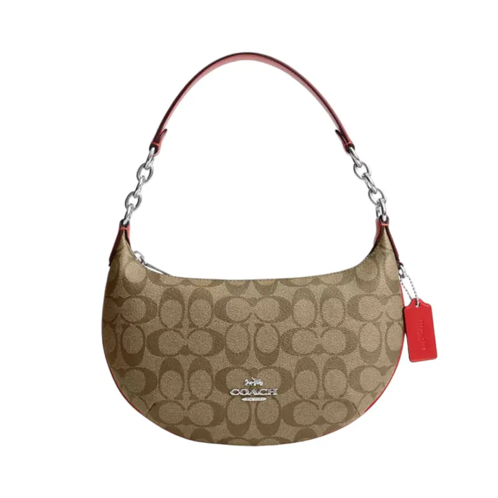 Coach Payton Hobo Signature Canvas Khaki/Miami Red – voilà.id
