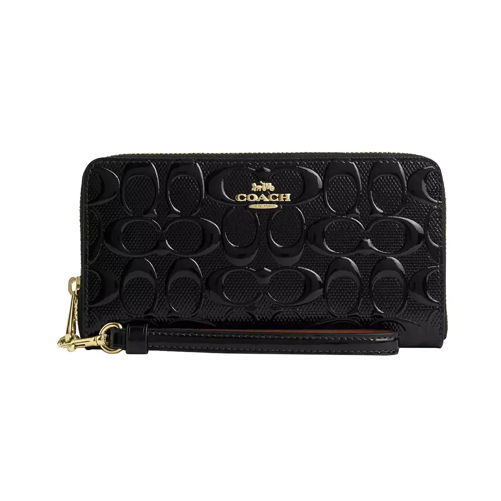 Coach Zip Long Wallet Embossed Patent Black – voilà.id