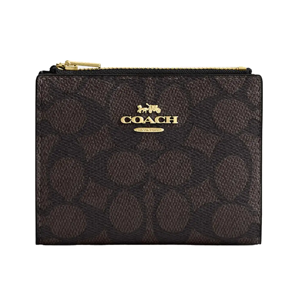 【Coach】Snap Wallet In Signature Canvas/Dark Denim Coach Women's Medium Snap Wallet in Signature Jacquard