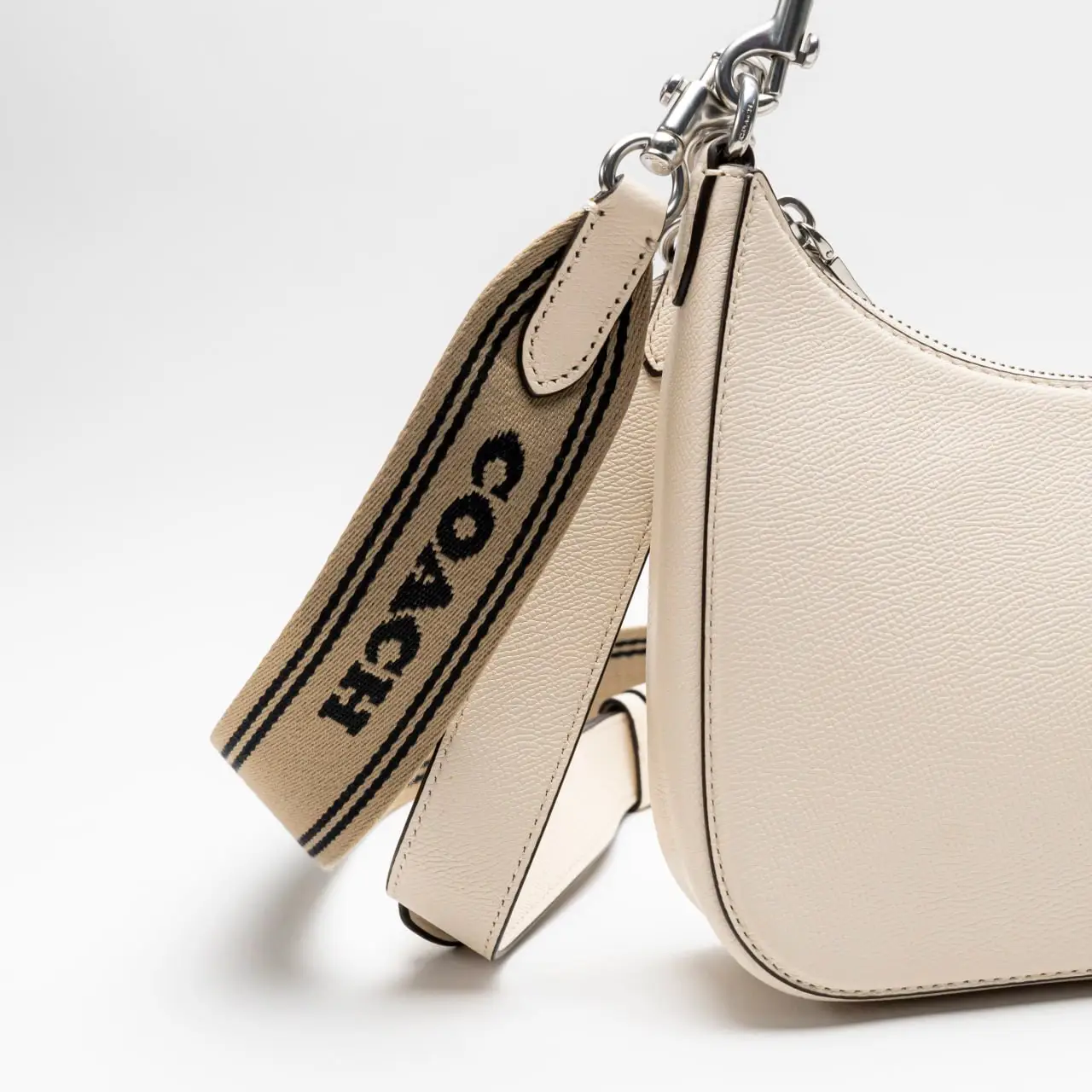 Coach Hobo Crossbody With Signature Canvas Interior Chalk
