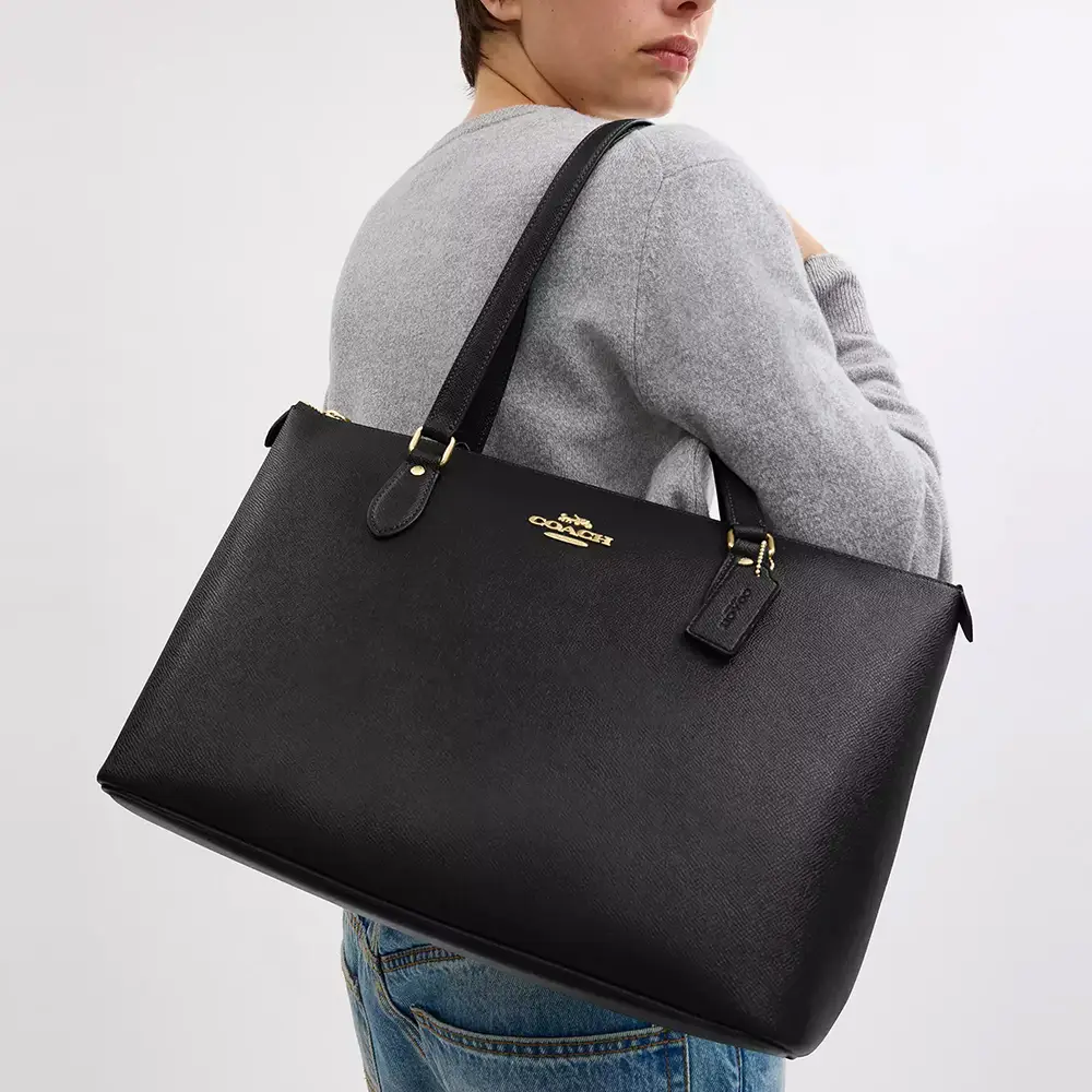 バッグ COACH Y2K Gallery Leather Black Tote Bag Coach Gallery Leather Fiber Tote Bag Black – voilà.id