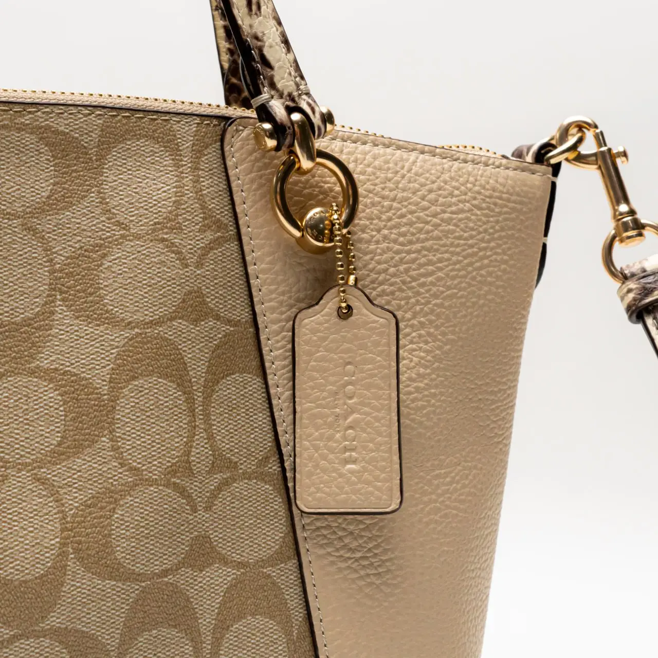 Coach Kacey Satchel in Coloblock Signature Canvas Khaki