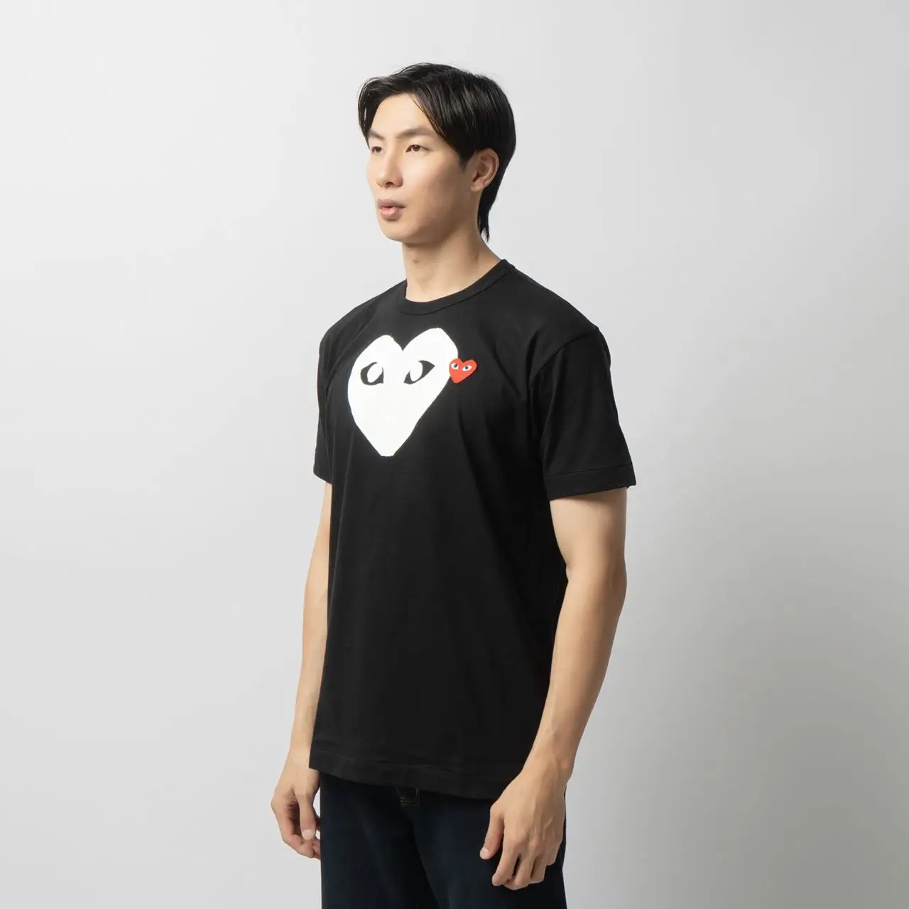 Comme Des Garçons Laminated White Heart T-Shirt Black Men