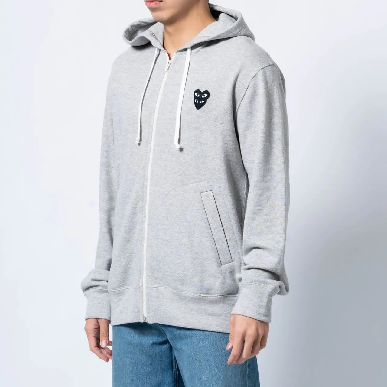 Comme Des Garcons Double Black Heart Logo Jacket Grey – voilà.id