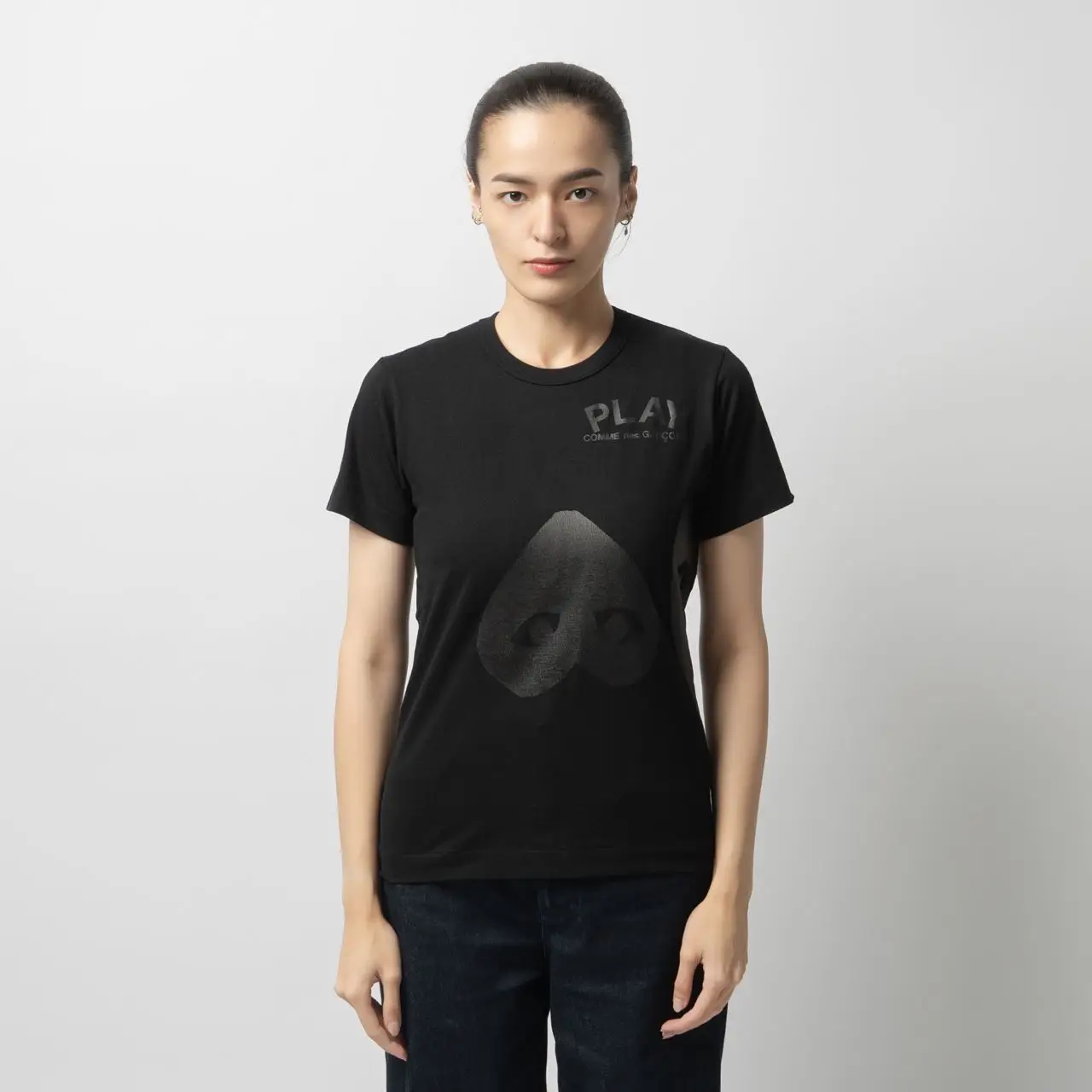 半額 50％OFFの通販 Heart Three Garçons Des Comme Screenprint Black T-Shirt トップス