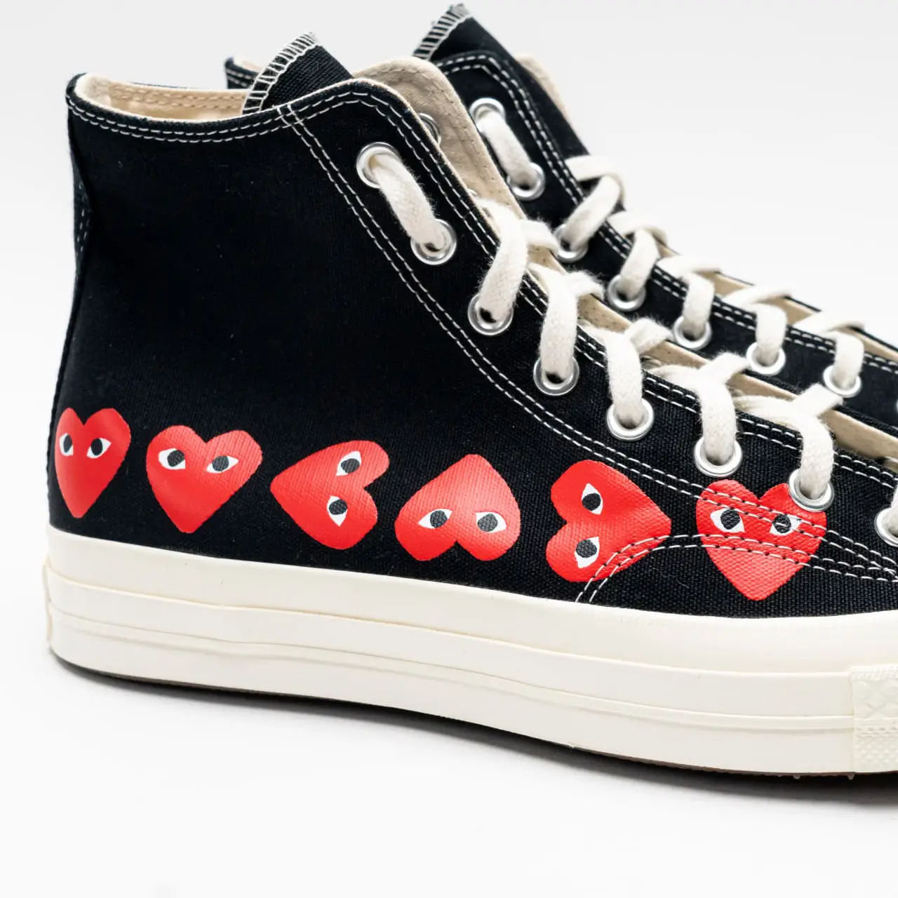 Comme Des Garçons Multi Heart Logo High Top Sneakers Black