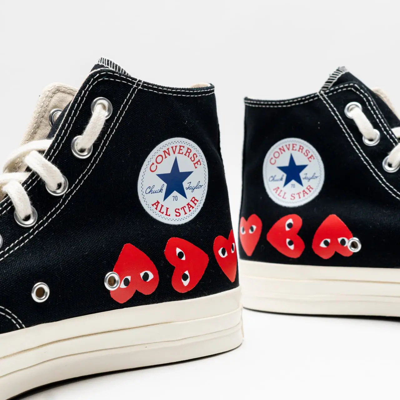 Comme Des Garçons Multi Heart Logo High Top Sneakers Black