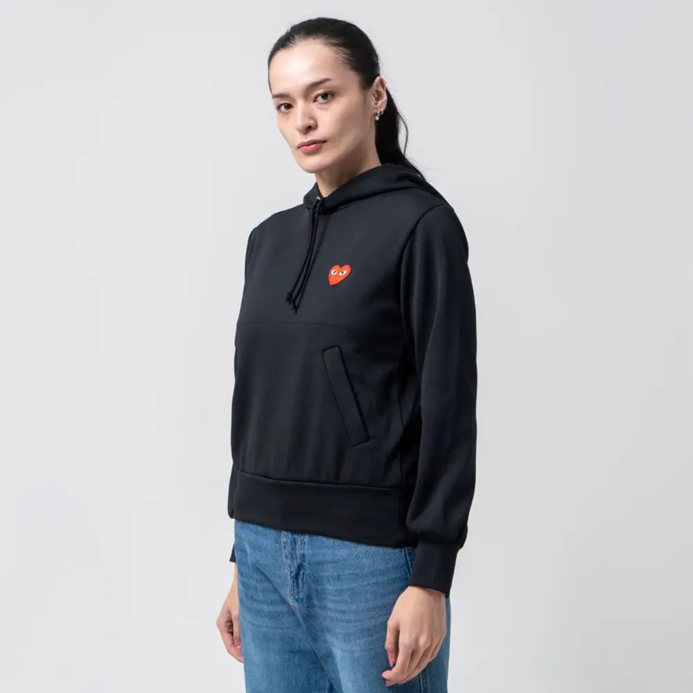 Comme Des Garcons Red Heart Logo Hoodie Black Women – voilà.id