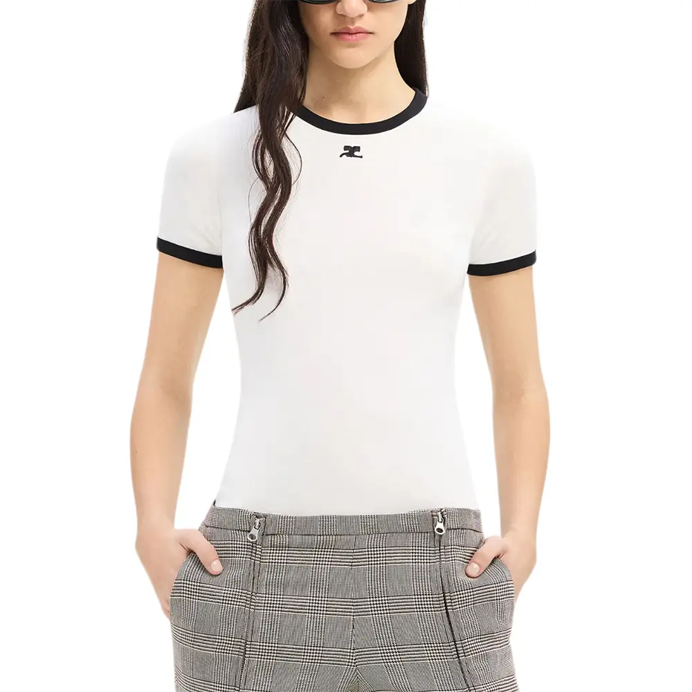 Courrèges Bumpy Contrast T-Shirt White Black – voilà.id
