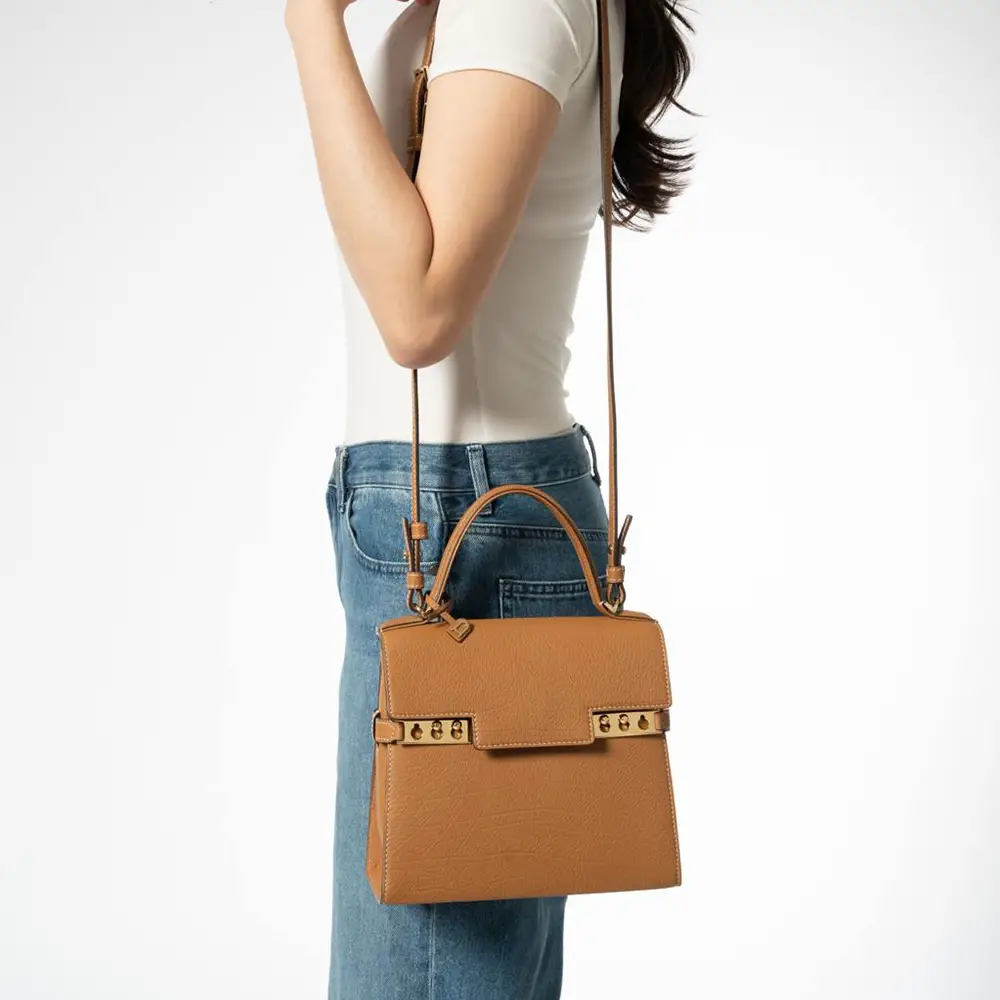 【関税込】DELVAUX★Tempete PM crispy calf bag Vegetal Ivory Tempête PM Sirocco - Top handles