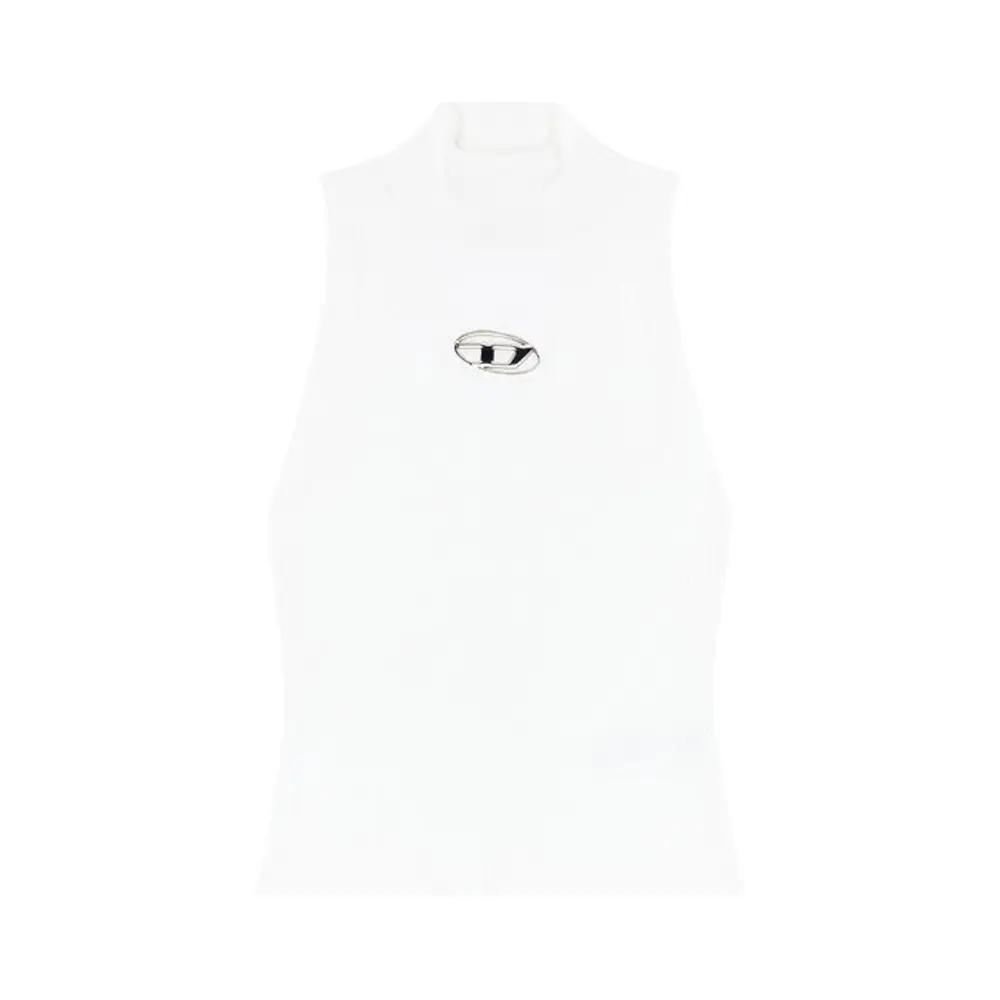 ★DIESEL★ M Onerbox Sleeveless T-shirt White A130200DLAX100 Women's Ribbed-knit turtleneck top | White | Diesel