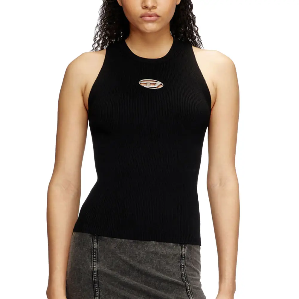 DIESEL◆BLACK PLATED KNIT/M/レーヨン/BLK/総柄/タグ付 DIESEL Superior Females Lightly Silver Coated Black Chunky
