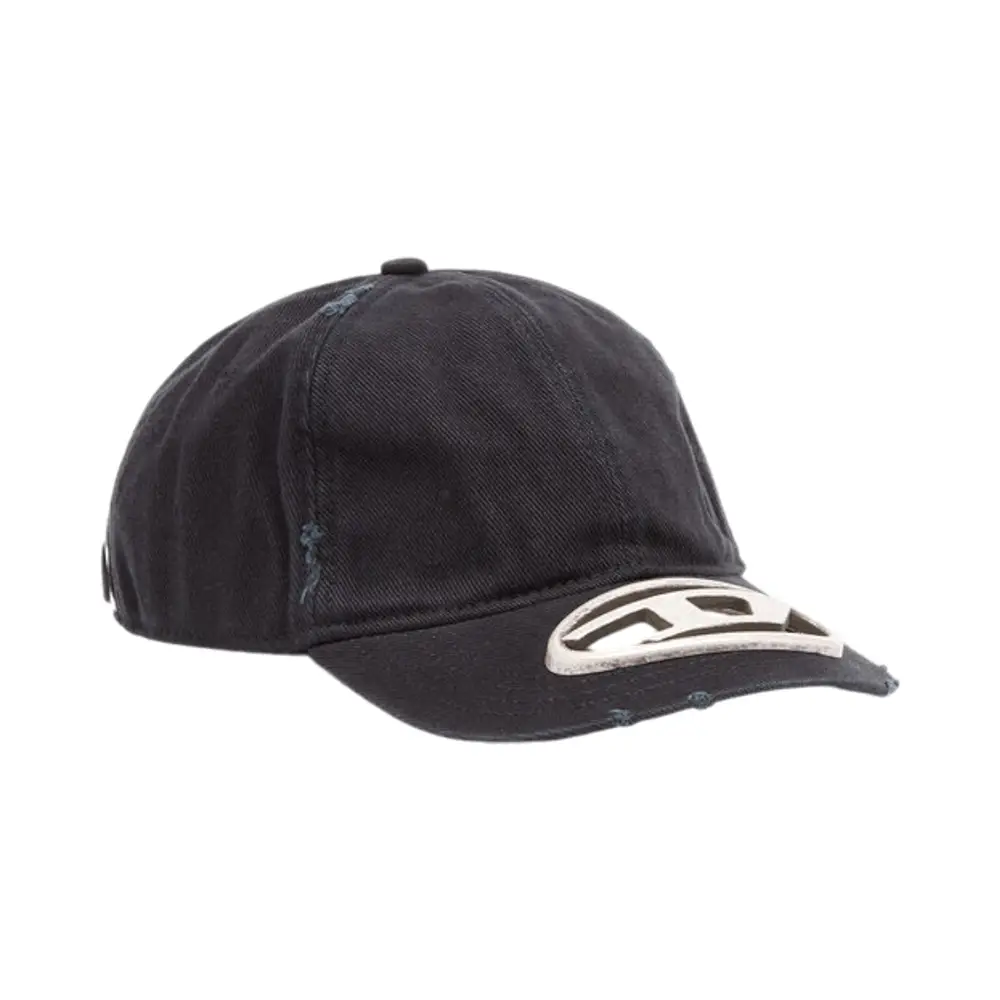 Diesel C-Beast-A1 Baseball Cap with Metal Oval D Plaque Black