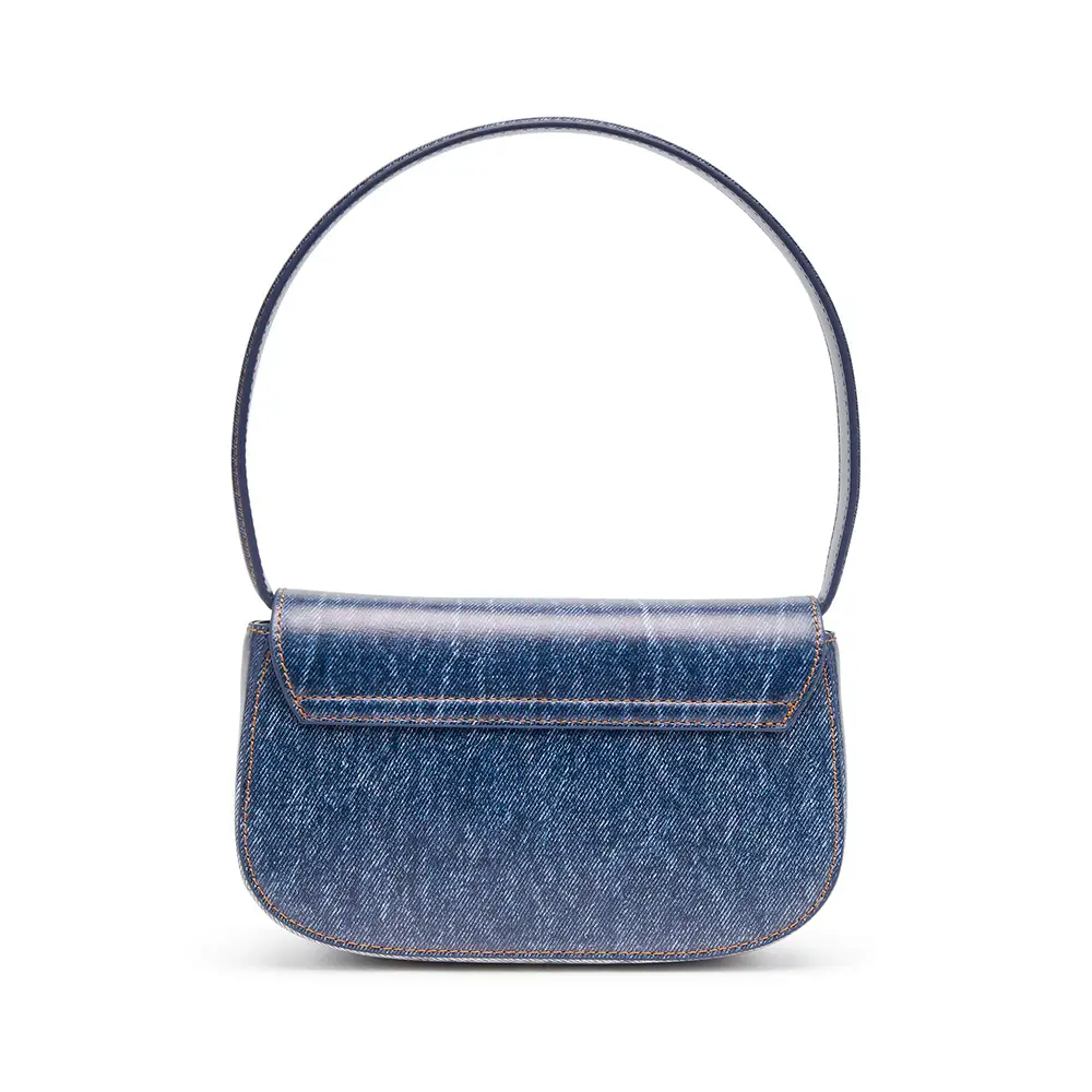 Diesel 1DR Iconic Denim Print Leather Shoulder Bag Blue – voilà.id
