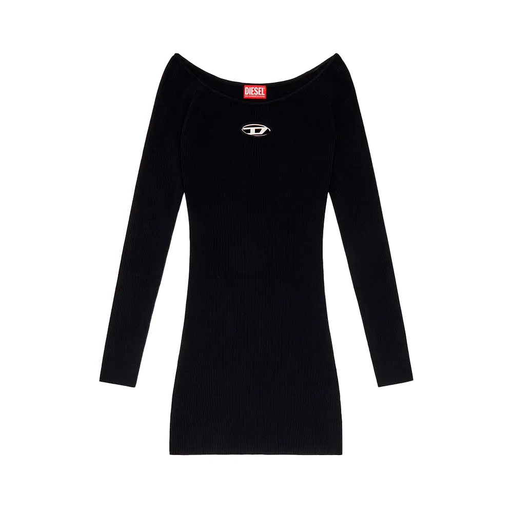 VIP【関税送料無料】希少 DIESEL M-VERA KNITTED MINI DRESS Women's Off-the-shoulder dress in ribbed knit | Black | Diesel