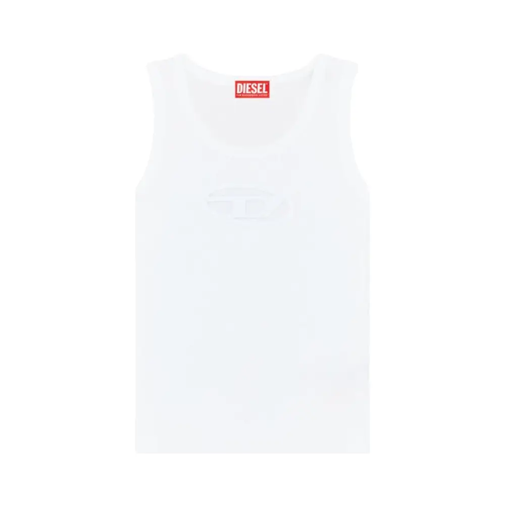 ★DIESEL★ M Cadix Sleeveless T-shirt White A174500DLAX100 A Diesel M-Caddix Sleeveless Knit Top White – voilà.id