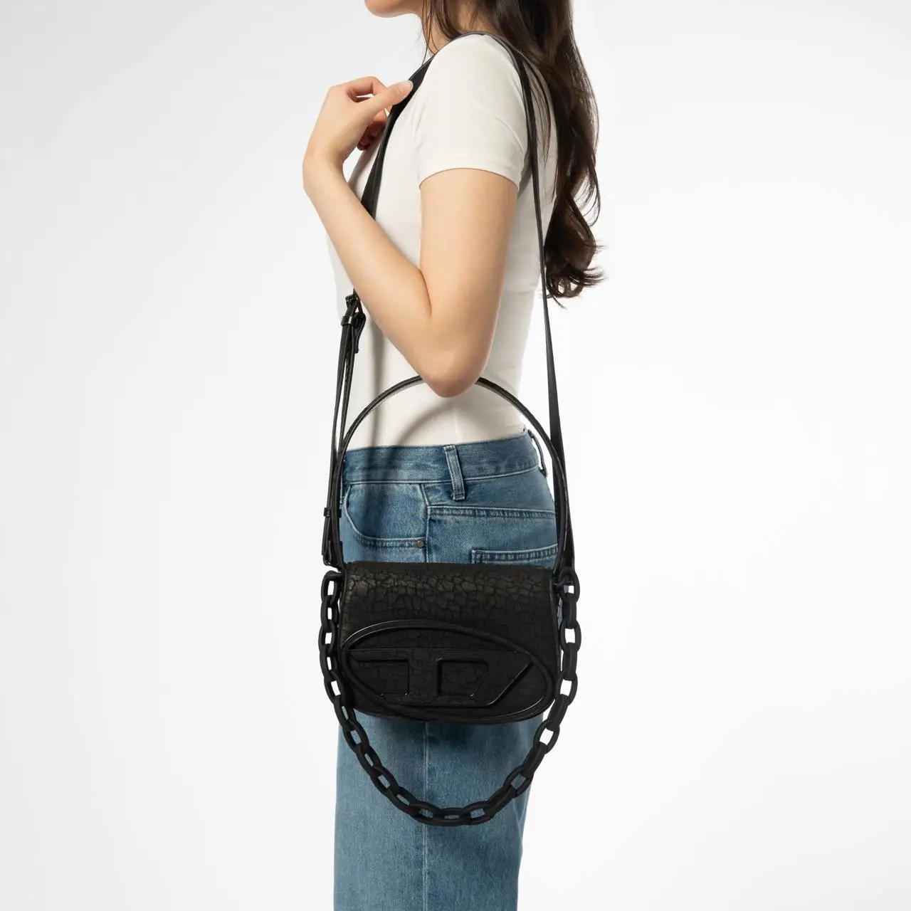 DIESEL ☆ 1DR-Iconic shoulder bag in matte leather ブラック Women's 1DR-Iconic shoulder bag in matte leather | Black