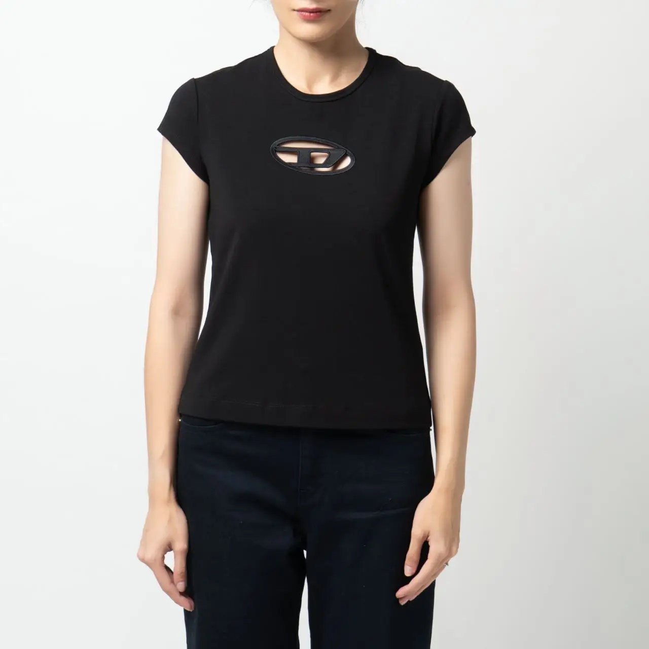 Diesel T-Angie Peek-A-Boo Logo T-Shirt Black – voilà.id