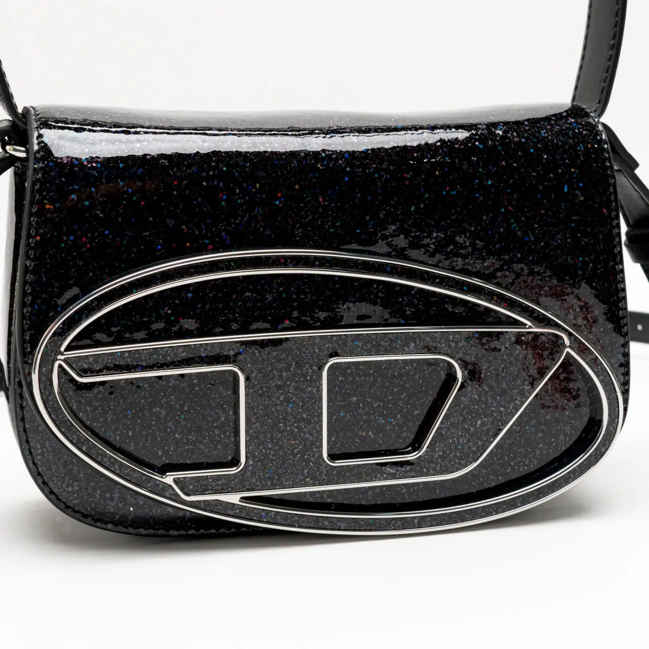 人気★DIESEL★1DR SHOULDER BAG IN GLITTER FABRIC BLACK Women's 1DR-Iconic shoulder bag in glitter fabric | Black