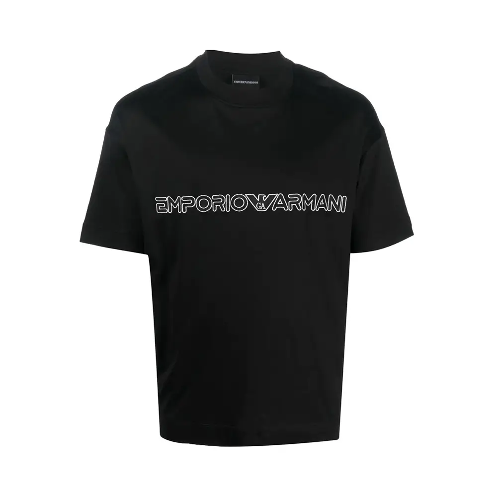 Emporio Armani Lettering Embossed Logo T-Shirt Black – voilà.id