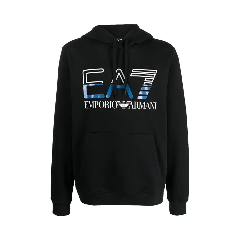 EA7 Emporio Armani Full Zip Logo Hoodie Black | Mainline