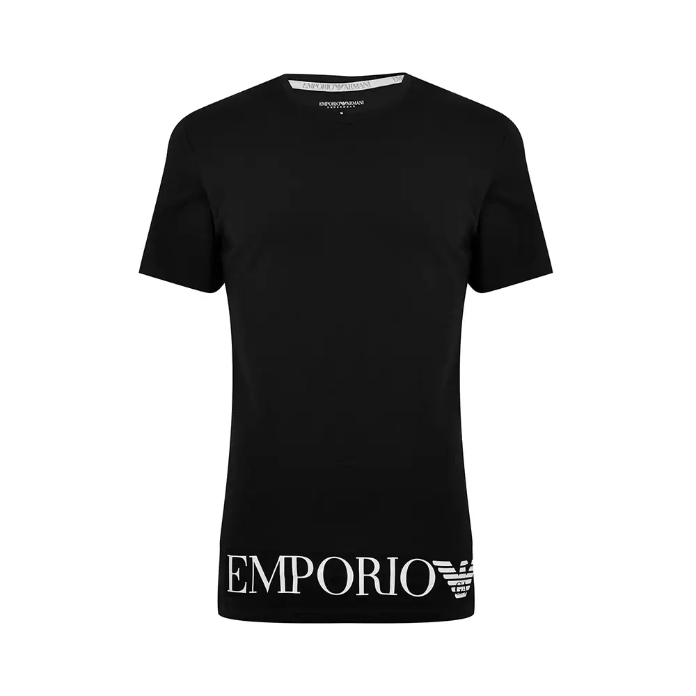 Emporio Armani Shiny Logo Print Bodywear T-Shirt Black