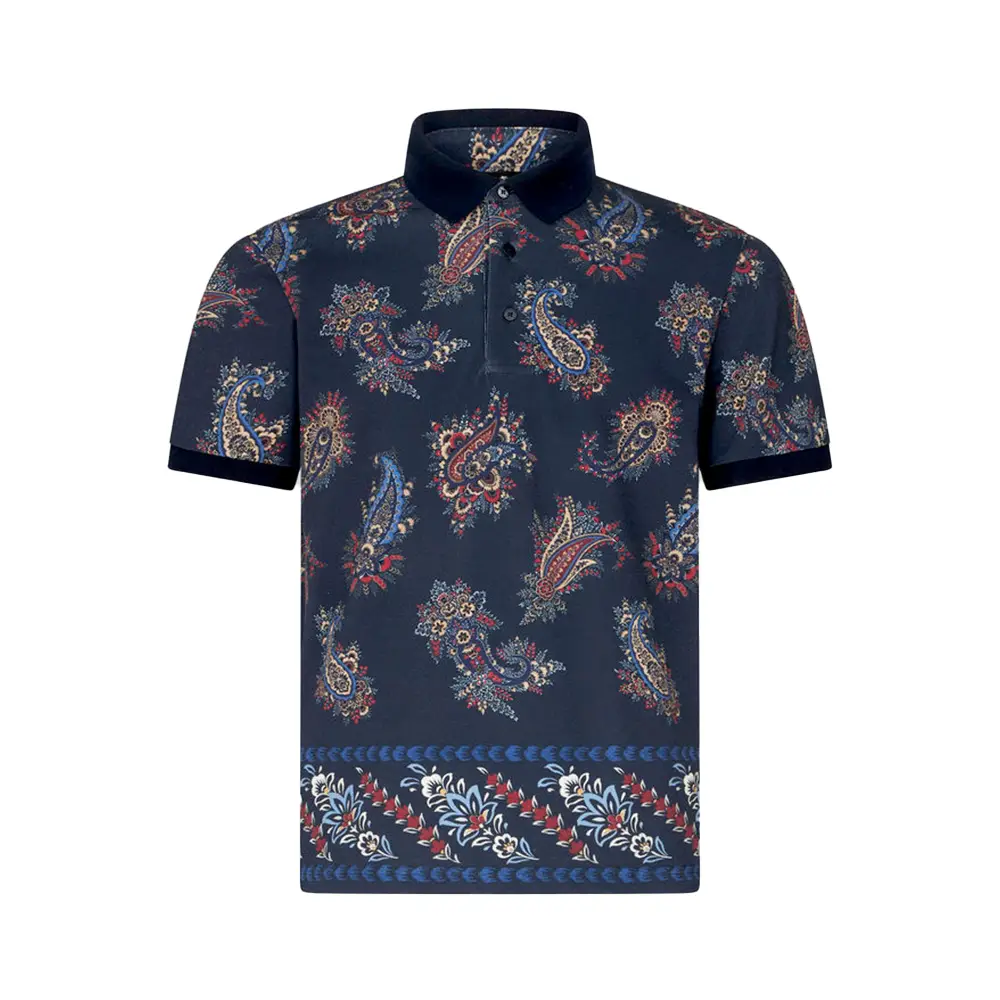 Etro Paisley Polo Shirt with Logo Navy Blue – voilà.id