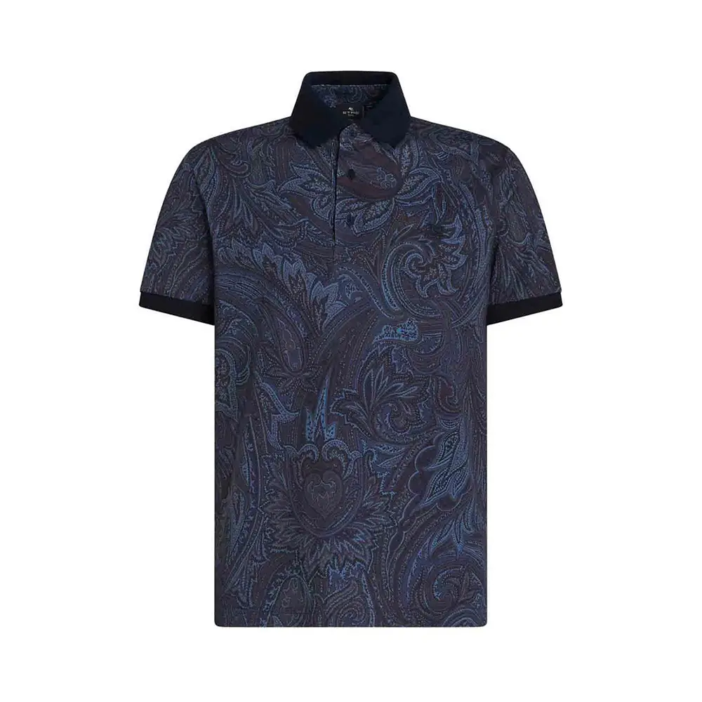Etro Paisley Polo Shirt with Logo Navy Blue – voilà.id