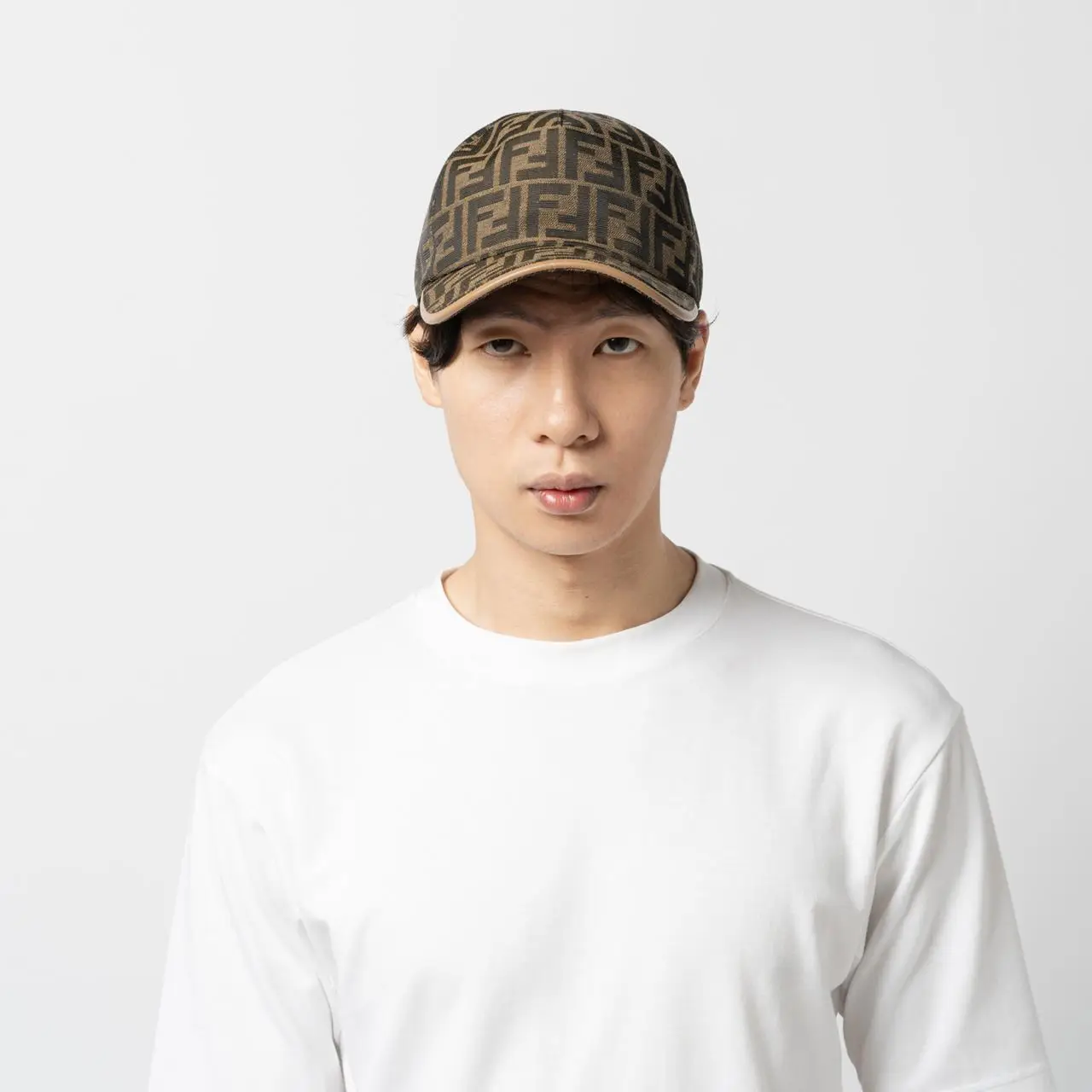 Fendi Hat FF Jacquard Fabric Baseball Brown – voilà.id