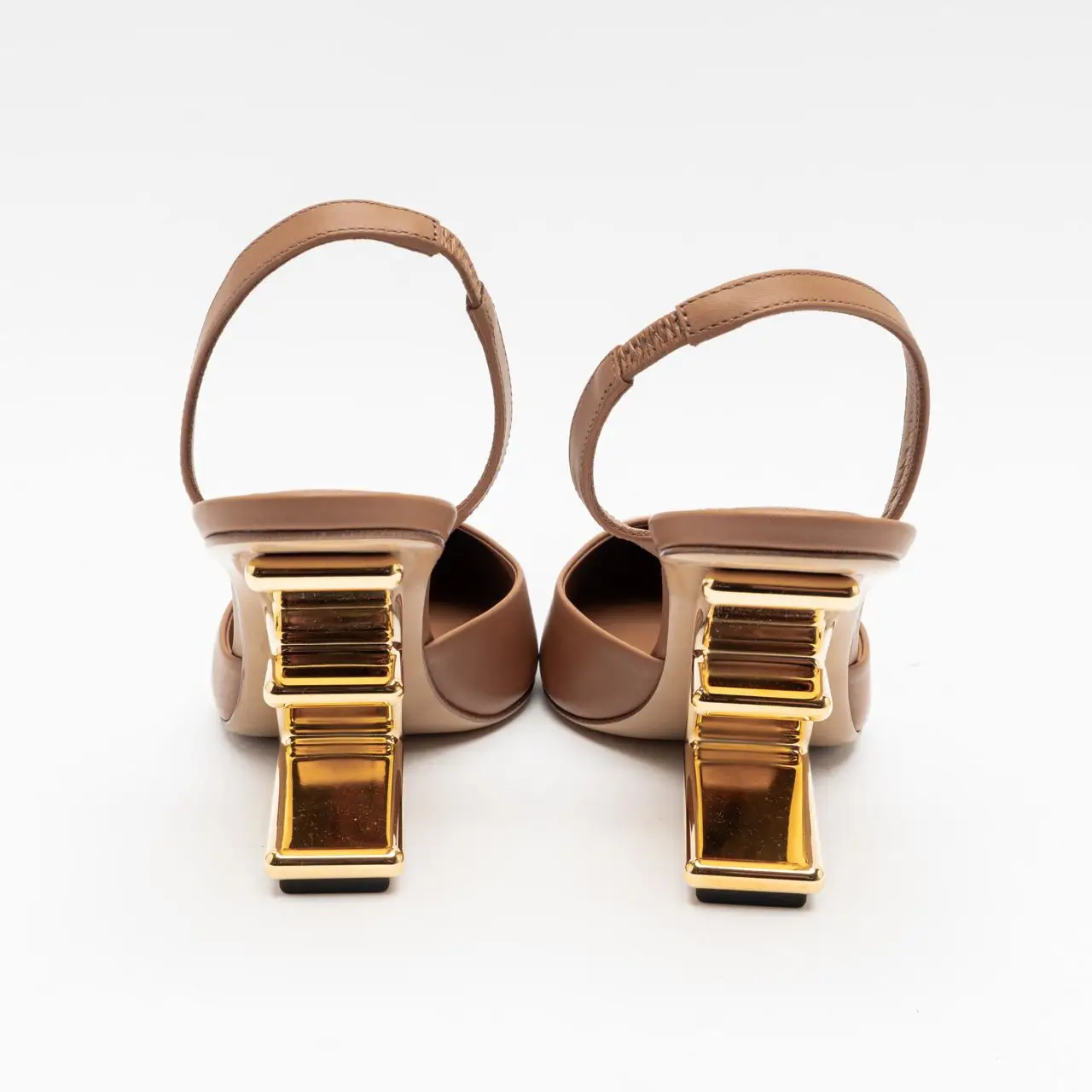 Fendi First 95 Brown Leather High-Heeled Slingbacks – voilà.id