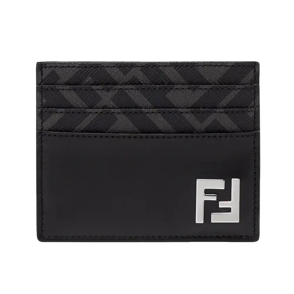☆関税込☆FENDI★FF SQUARED CARD HOLDER★BLACK FF Squared MagSafe Card Holder Leather Black | Fendi