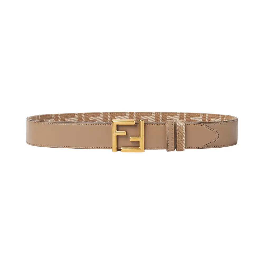 FFベルト ベージュレザー＆デニム調FFジャカード リバーシブル 国内【FENDI】レザー＆デニム調FFジャカード リバーシブルベルト