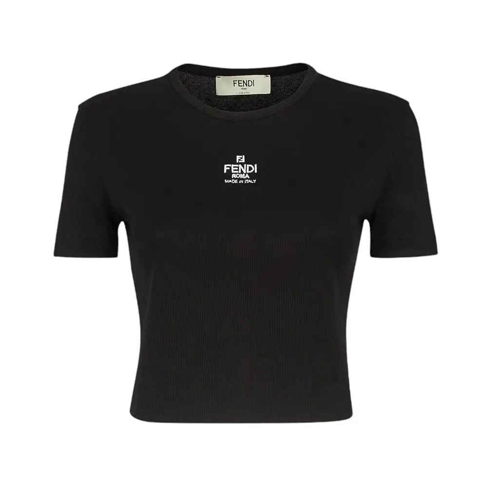 Fendi Logo Print Cropped Top Black – voilà.id
