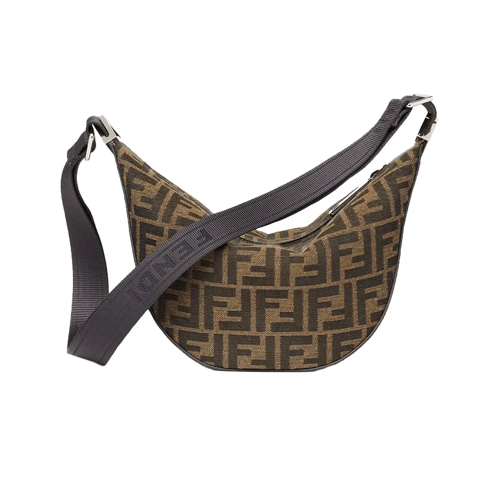 Fendi FF Jacquard Small Melon Crescent Shaped Messenger Bag