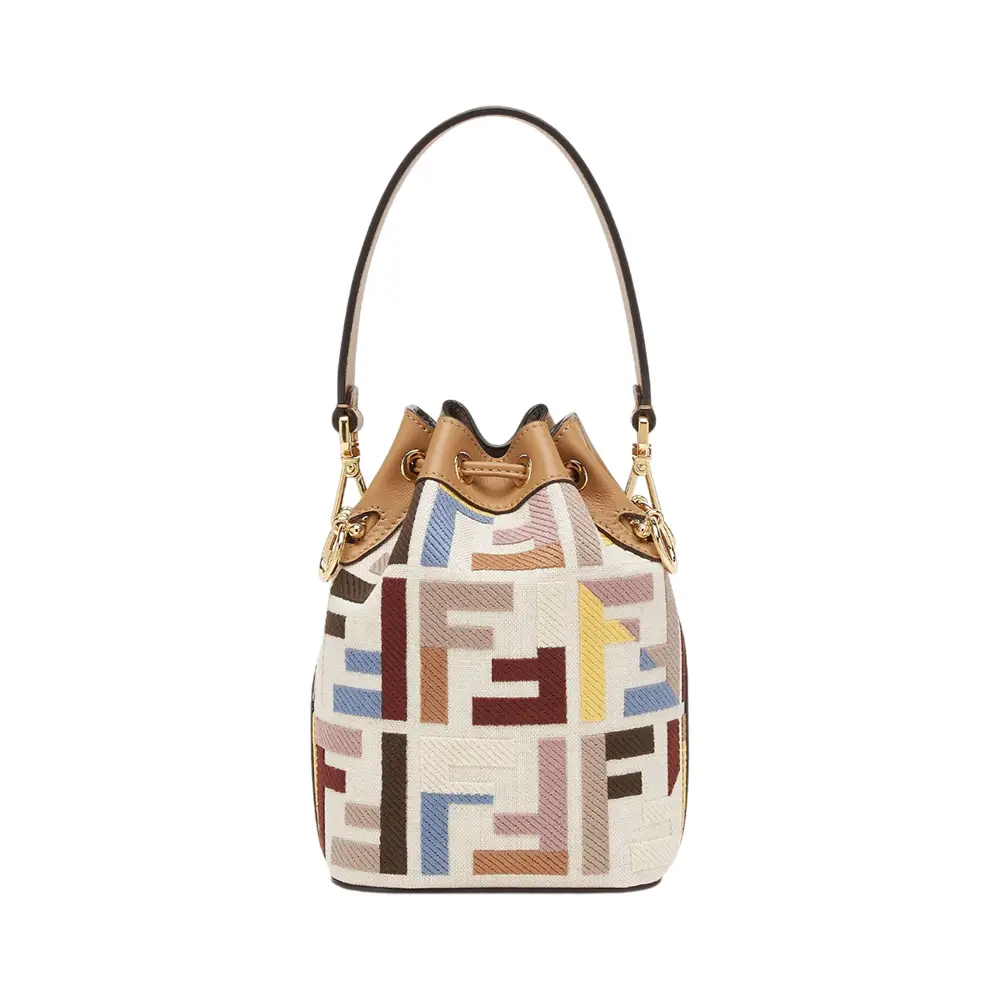 FENDI EMBROIDERED CANVAS MON TRESOR BUCKET BAG FENDI EMBROIDERED CANVAS MON TRESOR BUCKET BAG